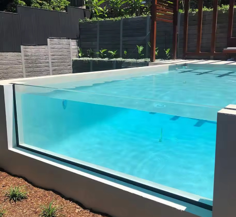 Parete di piscina acrilica trasparente per infinity edge piscina hotel villa resort